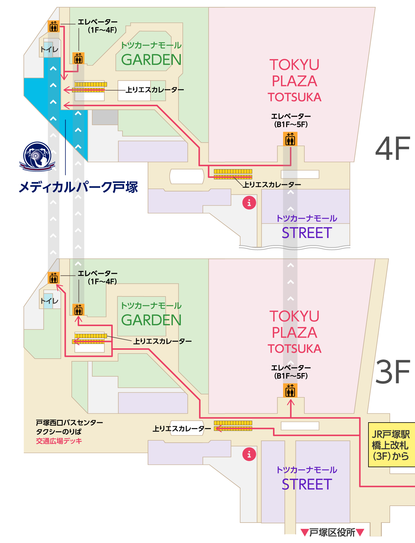 トツカーナ入口から当院へのアクセス(3階から)